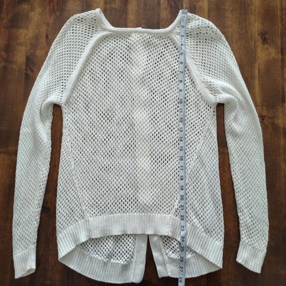 Michael Kors Blouse Womens Size XS Long Sleeve Ivory Knitted Coachella Boho Edgy
